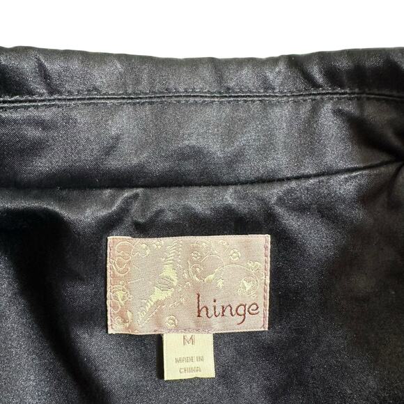 Hinge Nordstrom Silk Blend Satin Tuxedo Blazer 1 Button Roll Tab Black Medium - Picture 9 of 12